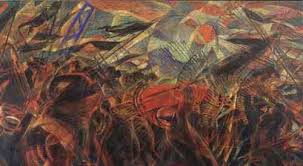 Carlo Carra: 'The funeral of the anarchist Galli', oil painting on canvas, 1911 Carlo Carra: 'The funeral of the anarchist Galli', oil painting on canvas, 1911
