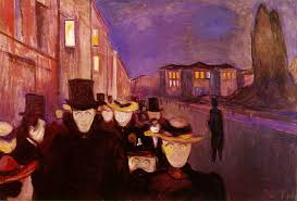 Edvard Munch: 'Spring evening, Karl Johan street'; painting, 1892