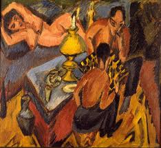 ’Heckle & Otto Muhler beim Schach’, painting Kirchner, 1913