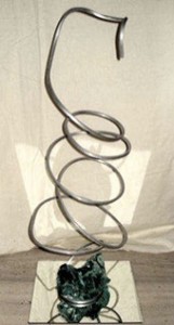 sculpture of stone and metal wire, 2010; Ann Porcelijn