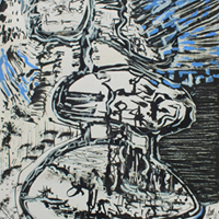 Moondance - mixed media on paper, artist: Marina Wortel